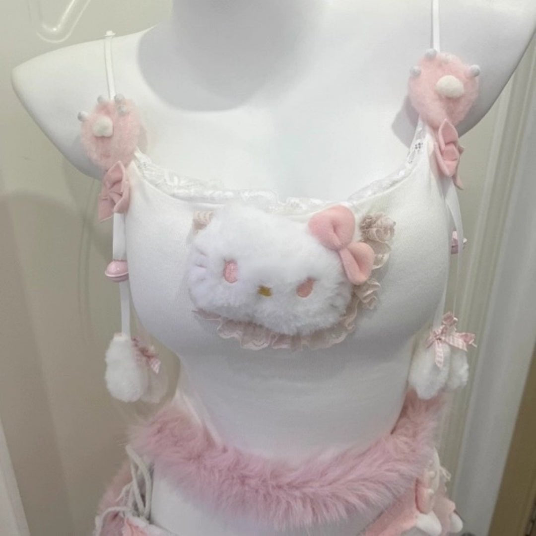 Kitten suspender top shorts lingerie set, photo 3