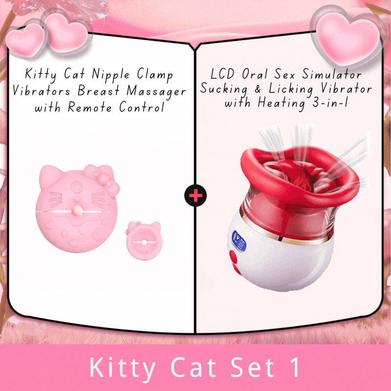 Kitty Cat Set 1 cat face silicone nipple vibrators