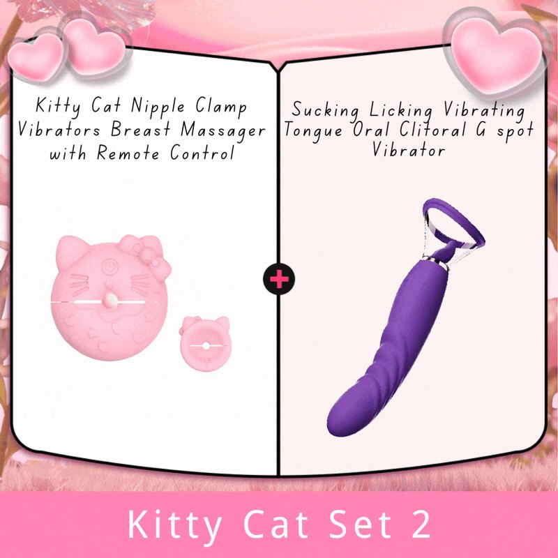 Kitty Cat Set 2 cat face silicone nipple vibrators