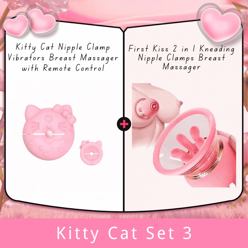 Kitty Cat Set 3 cat face silicone nipple vibrators
