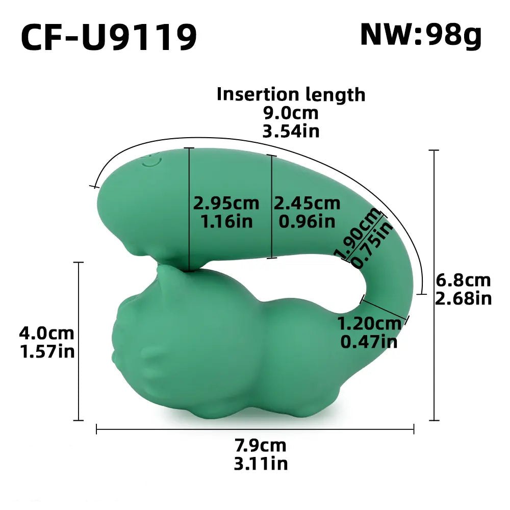 Green silicone cat shaped vibrator