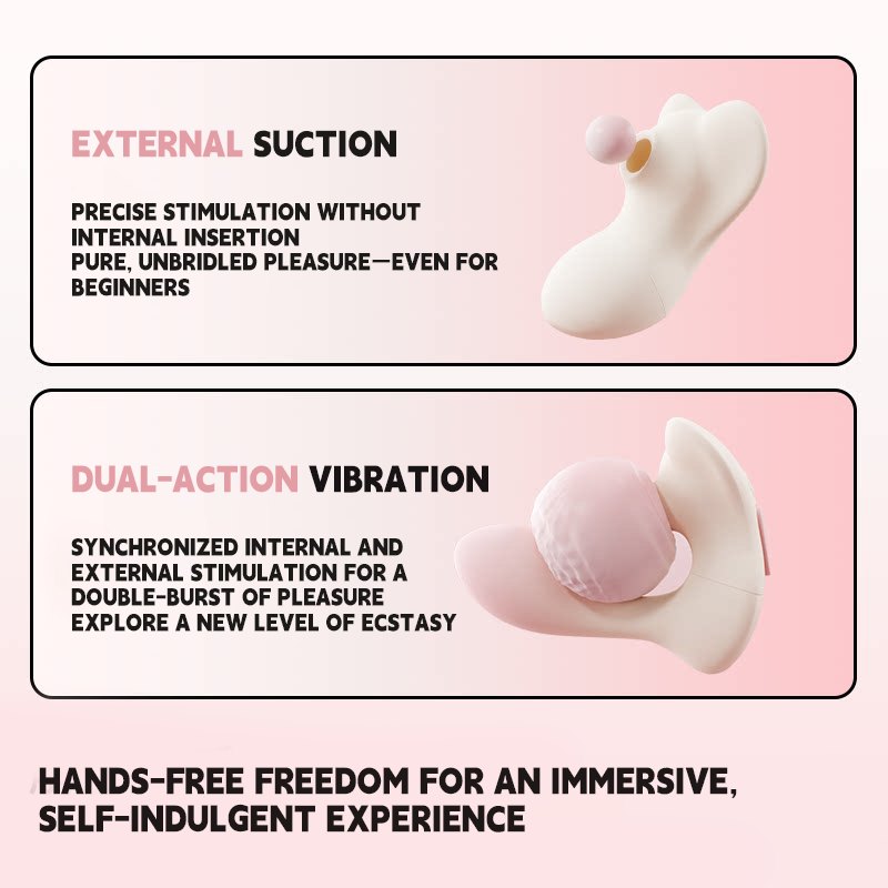 Pink kitty shaped wearable suction and vibration toy, photo 3