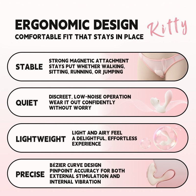 Pink kitty shaped wearable suction and vibration toy, photo 4