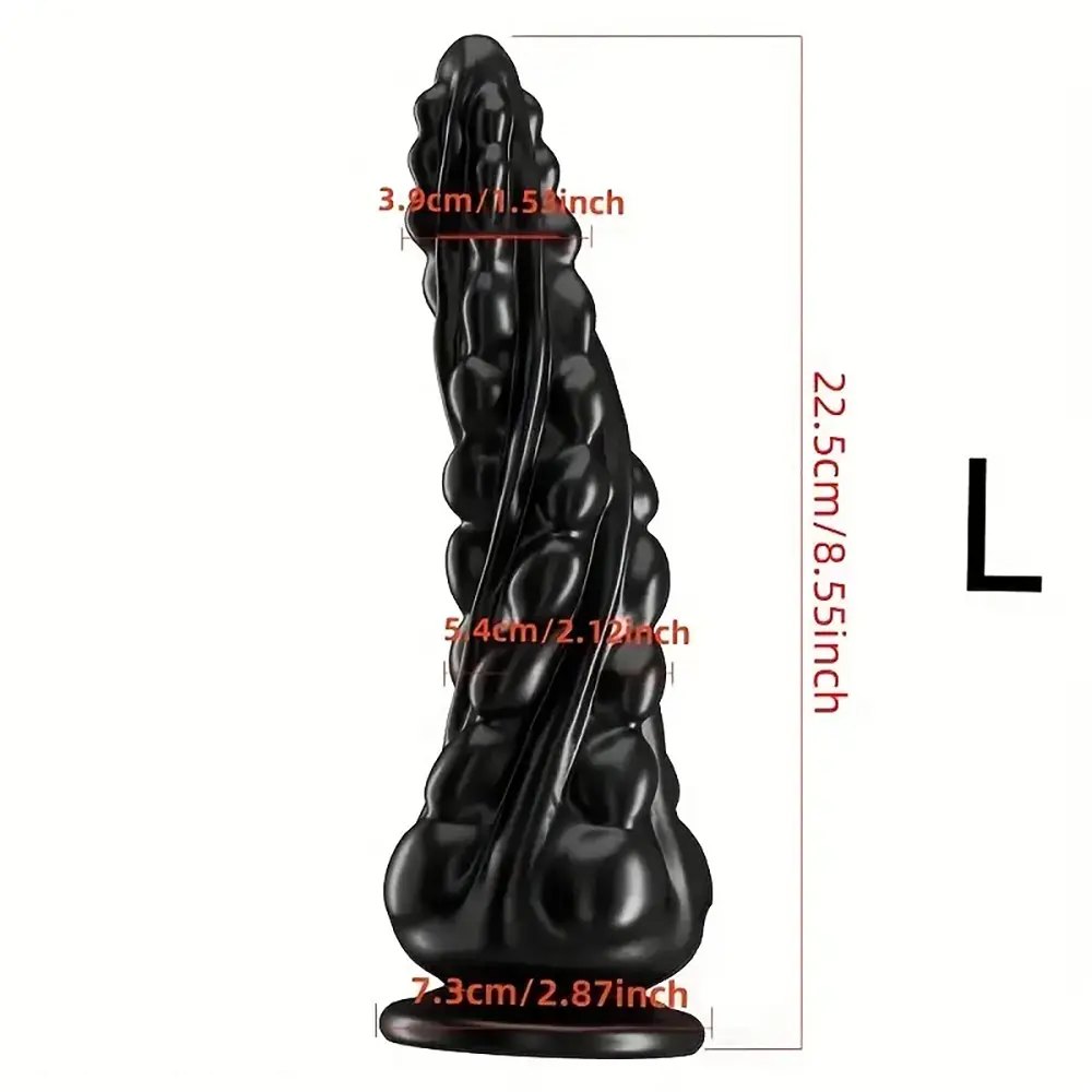 Black knobby spiked textured dildo with suction cup base