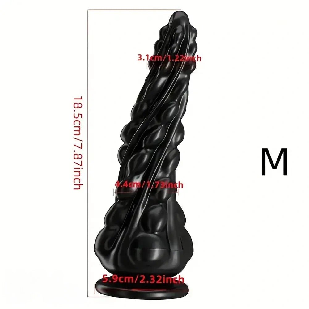 Black knobby spiked textured dildo with suction cup base
