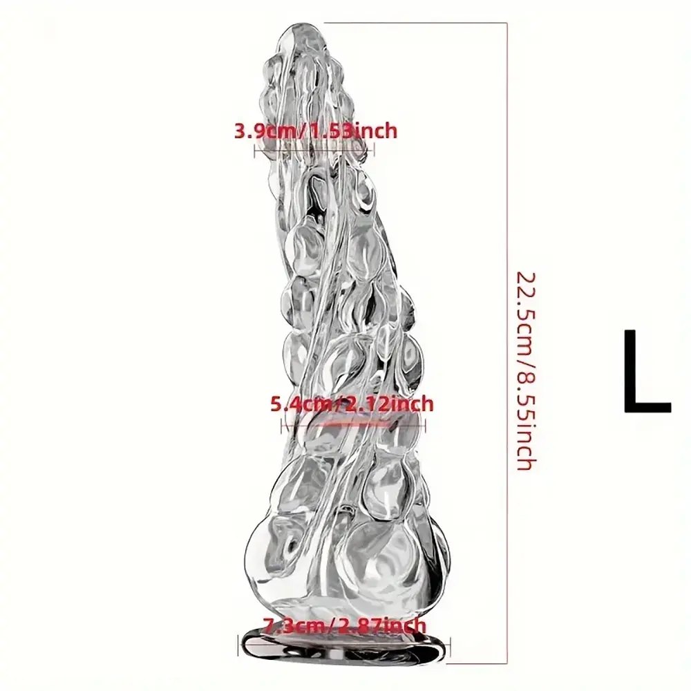 Clear knobby spiked textured dildo with suction cup base