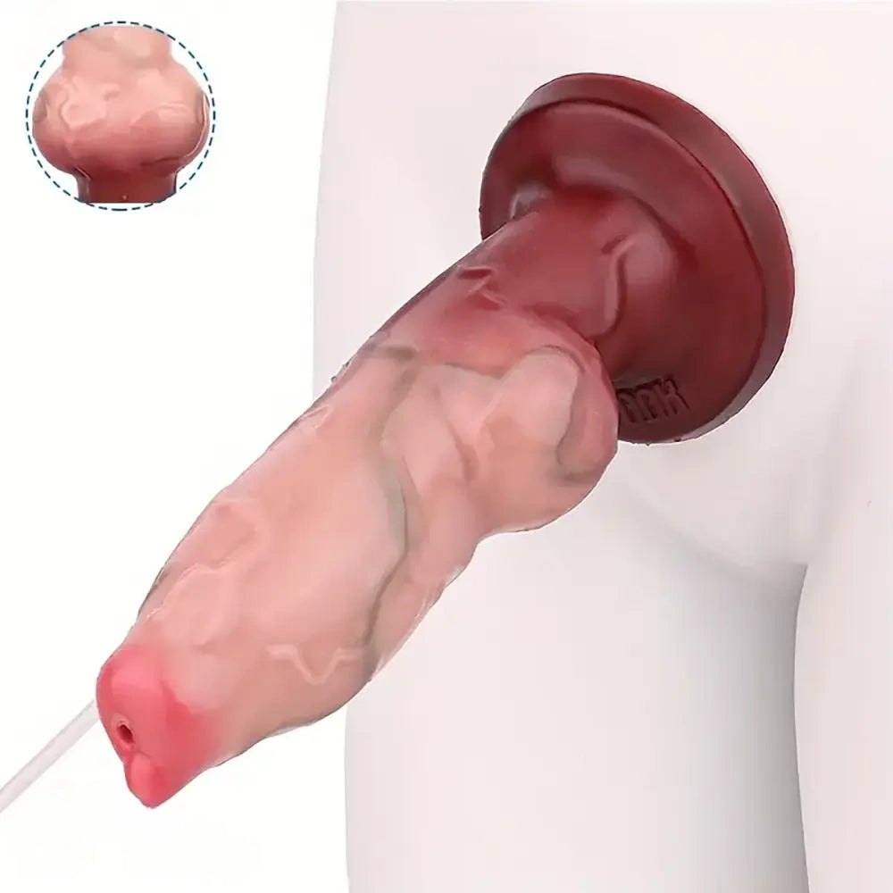 Flesh tone silicone knotted squirting dildo, photo 5