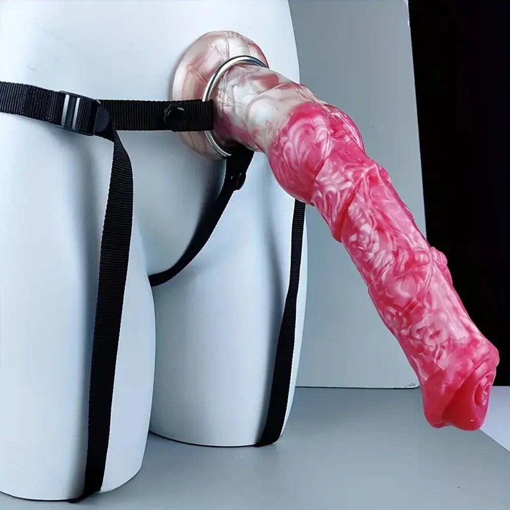 Pink and black knot strap-on harness dildo, photo 5