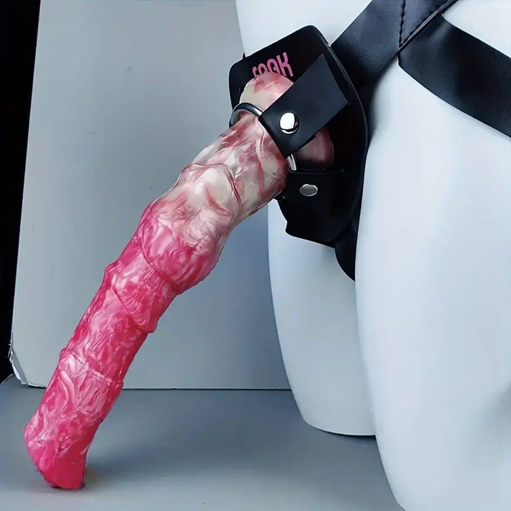 Pink and black knot strap-on harness dildo, photo 6