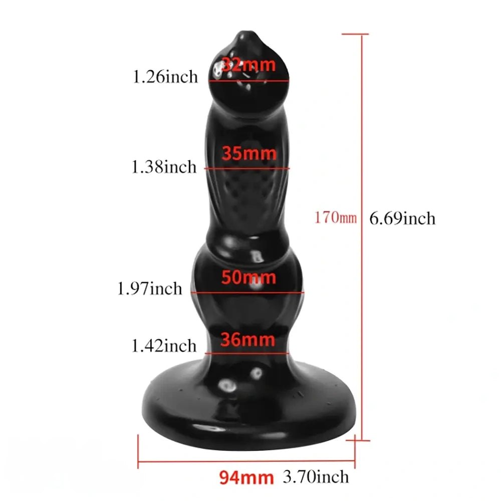Black knotted animal-style PVC dildo