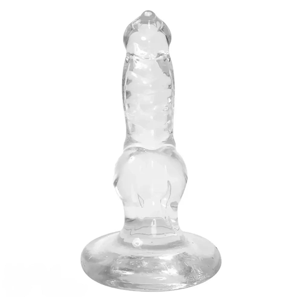 Clear knotted animal-style PVC dildo