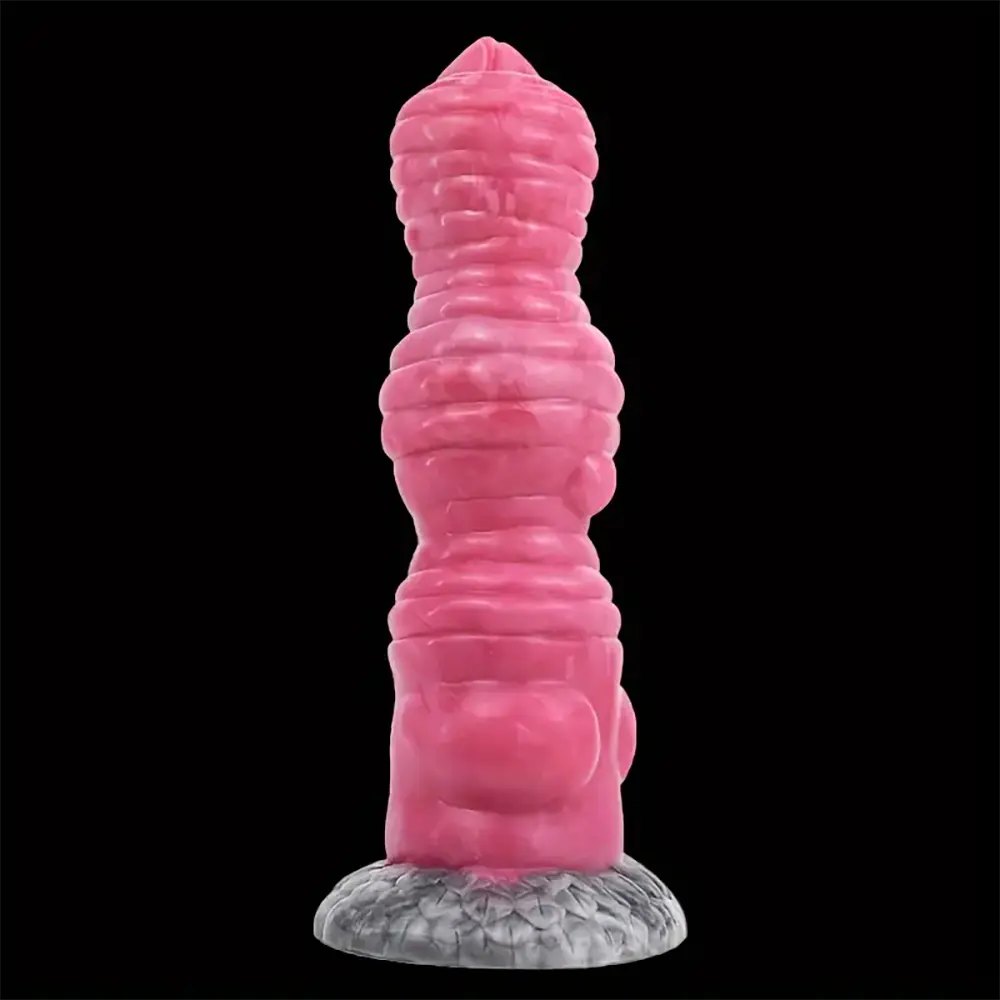 Rose red knotted silicone animal dildo, photo 1
