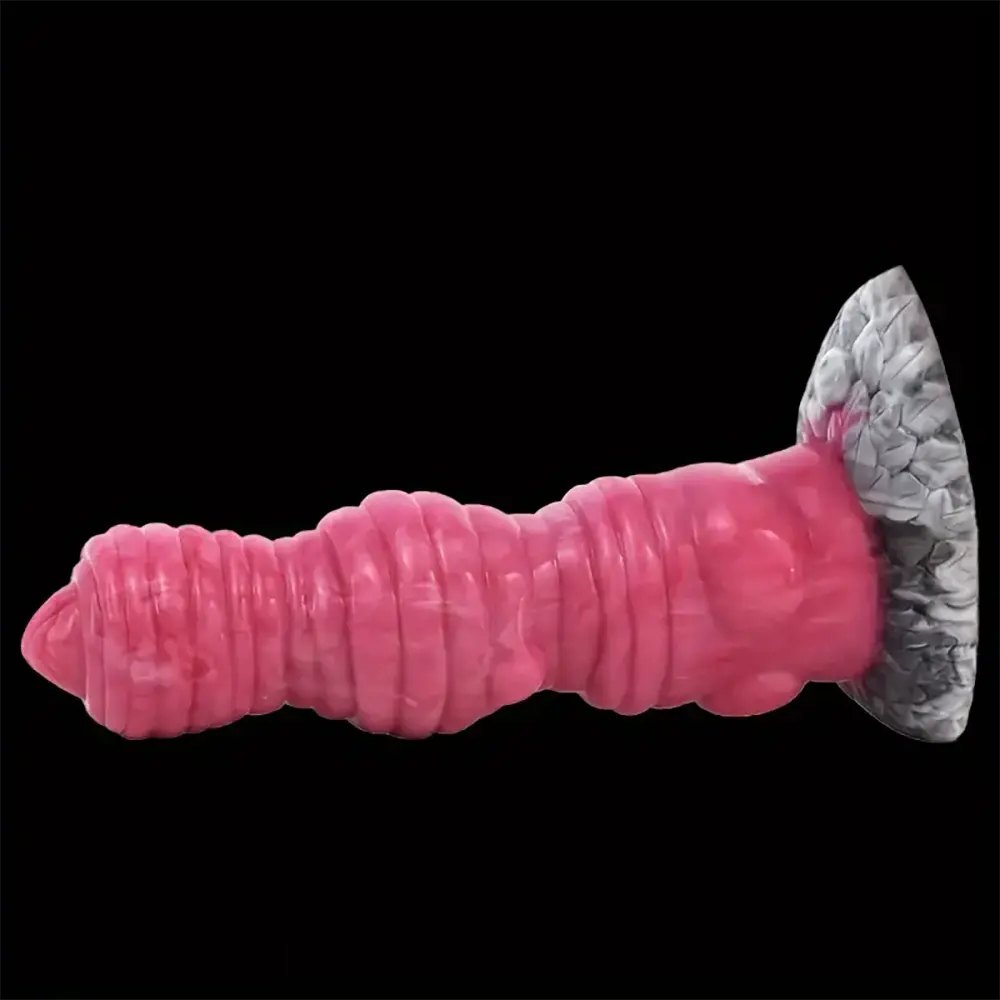 Rose red knotted silicone animal dildo, photo 2