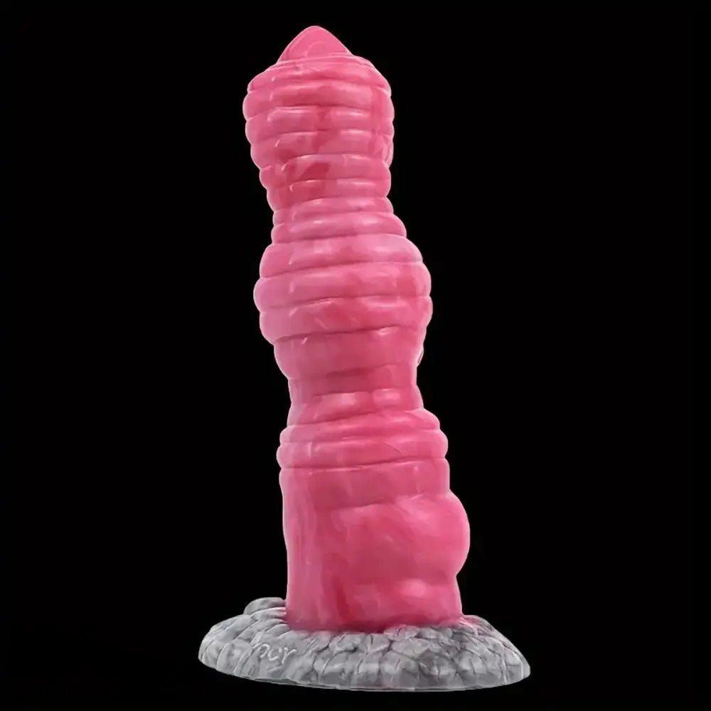 Rose red knotted silicone animal dildo, photo 3