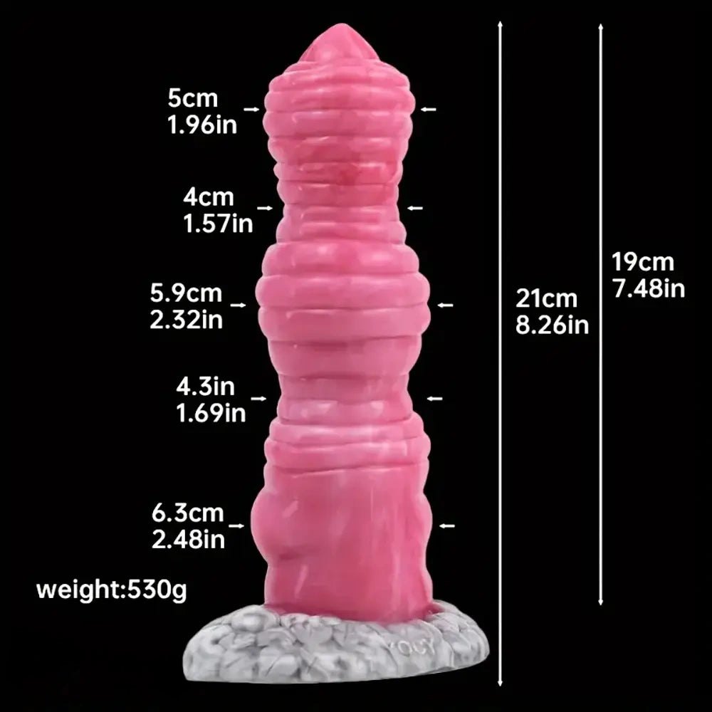 Rose red knotted silicone animal dildo, photo 4