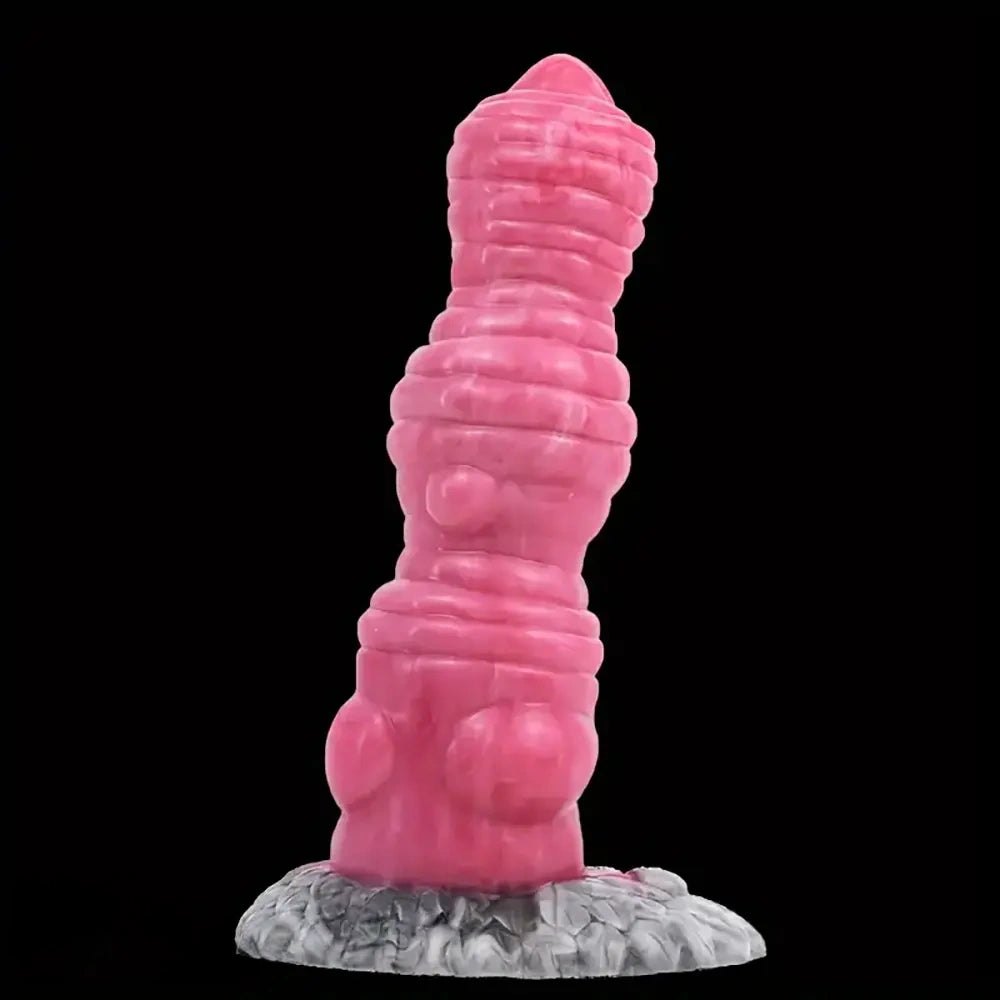 Rose red knotted silicone animal dildo, photo 7