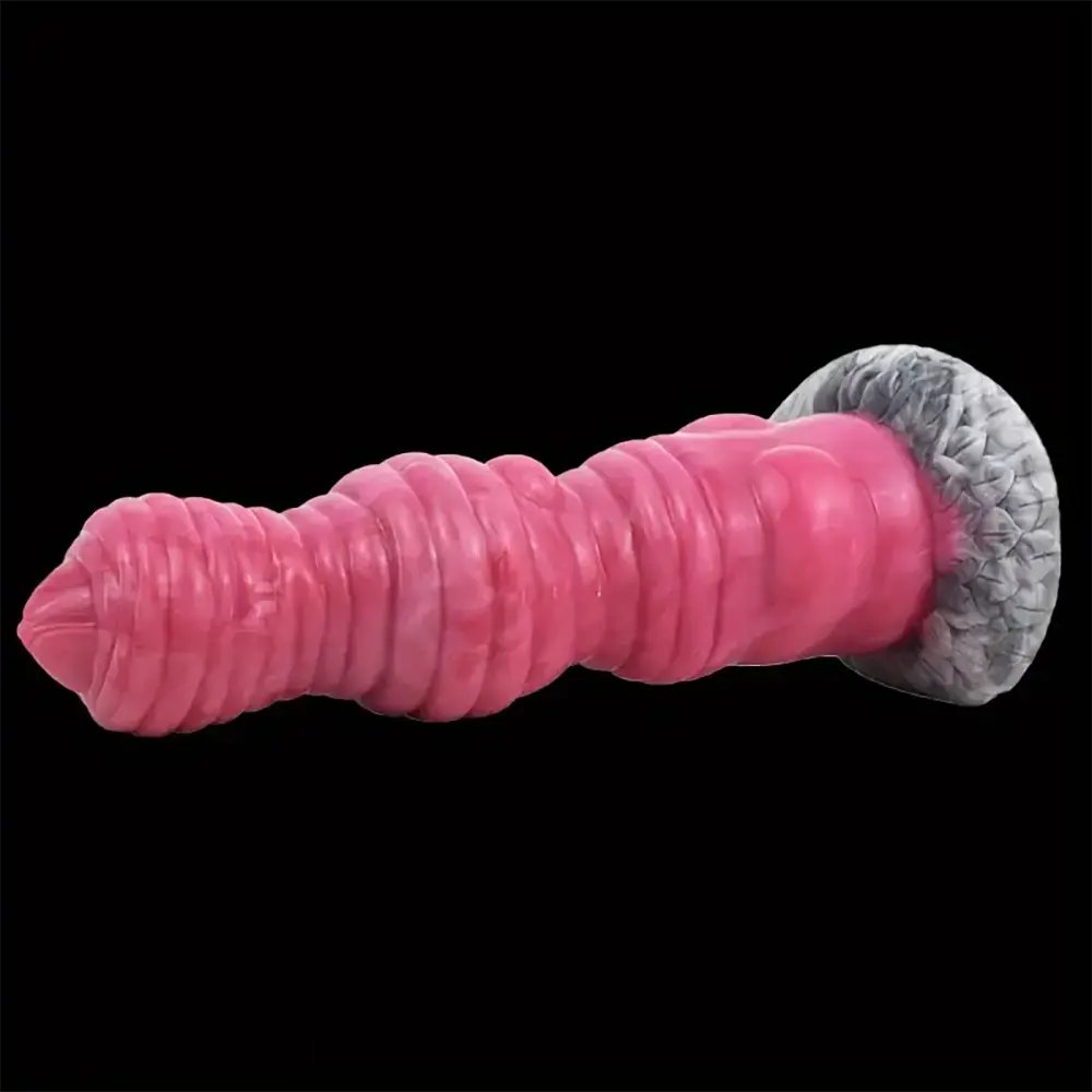 Rose red knotted silicone animal dildo, photo 8