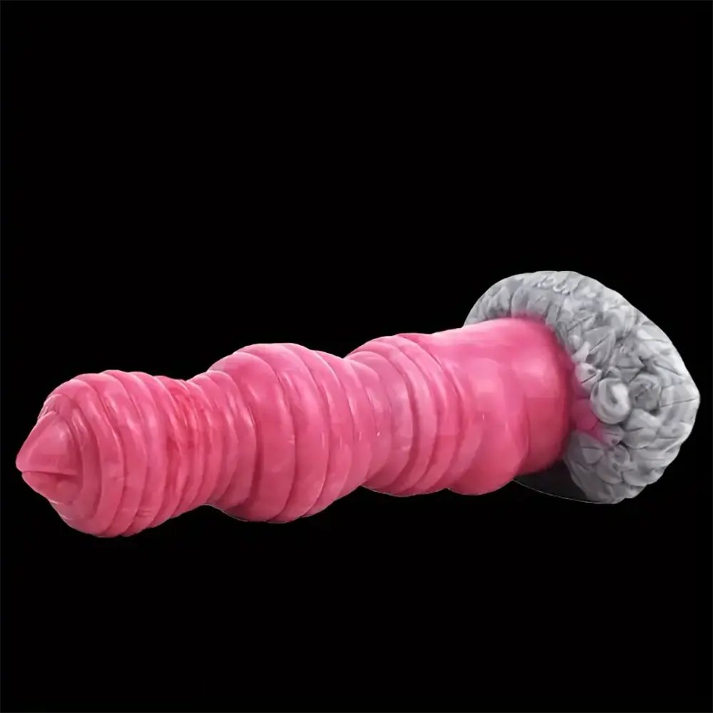 Rose red knotted silicone animal dildo, photo 9