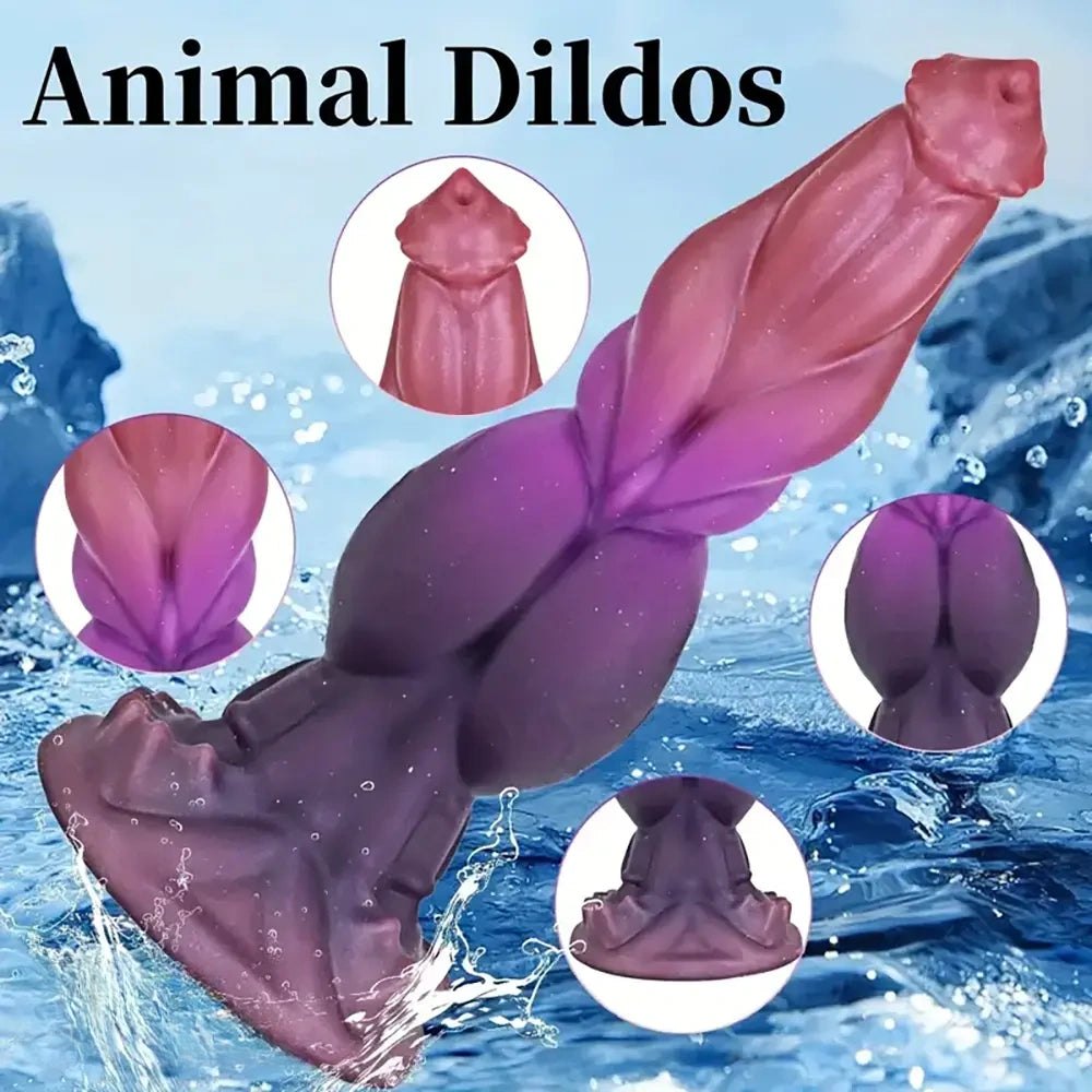 Pink to purple ombre knotted animal dildo, photo 8