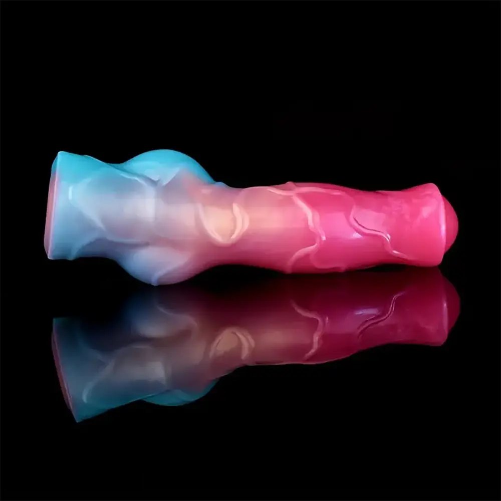 Colorful gradient silicone knotted animal dildo, photo 4