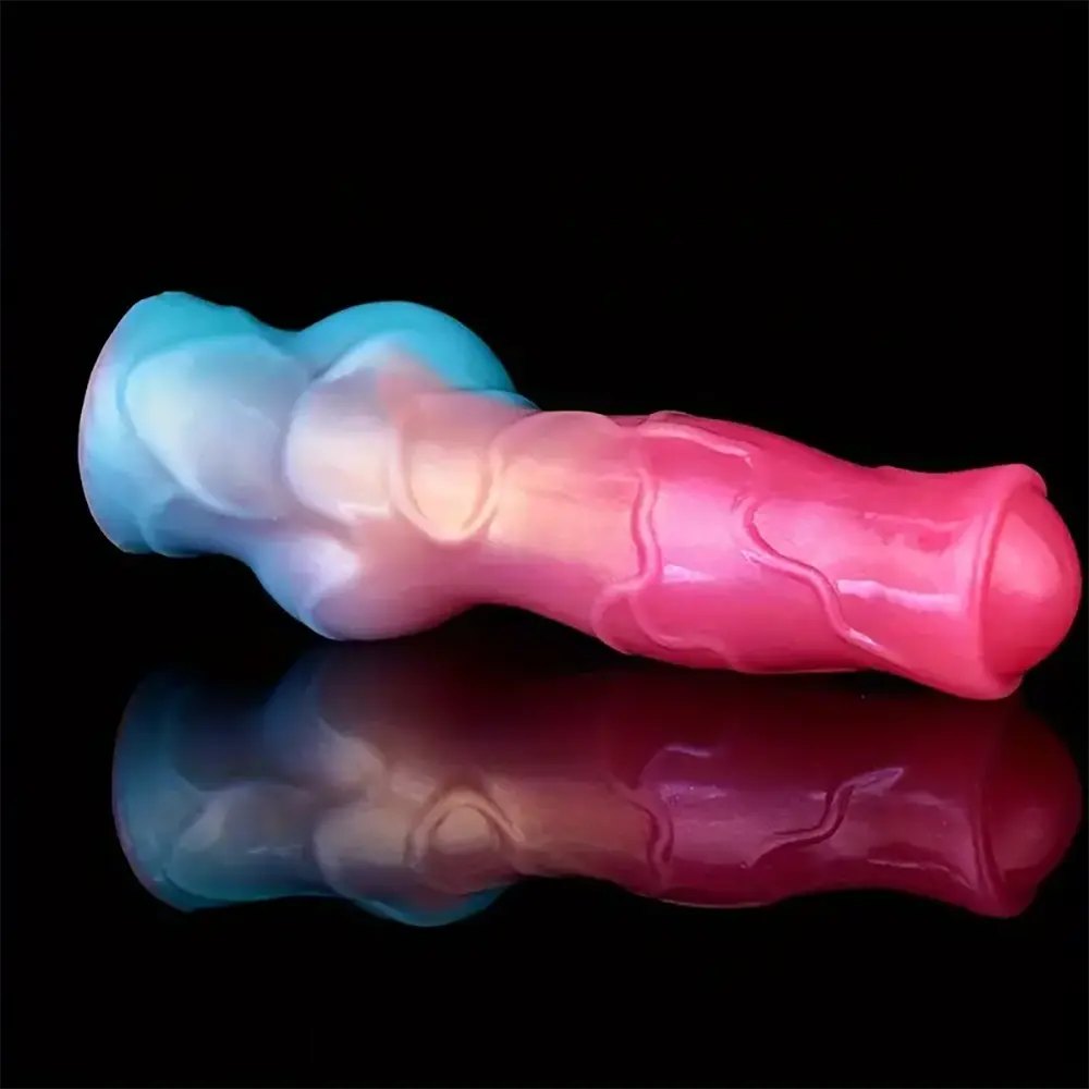 Colorful gradient silicone knotted animal dildo, photo 8