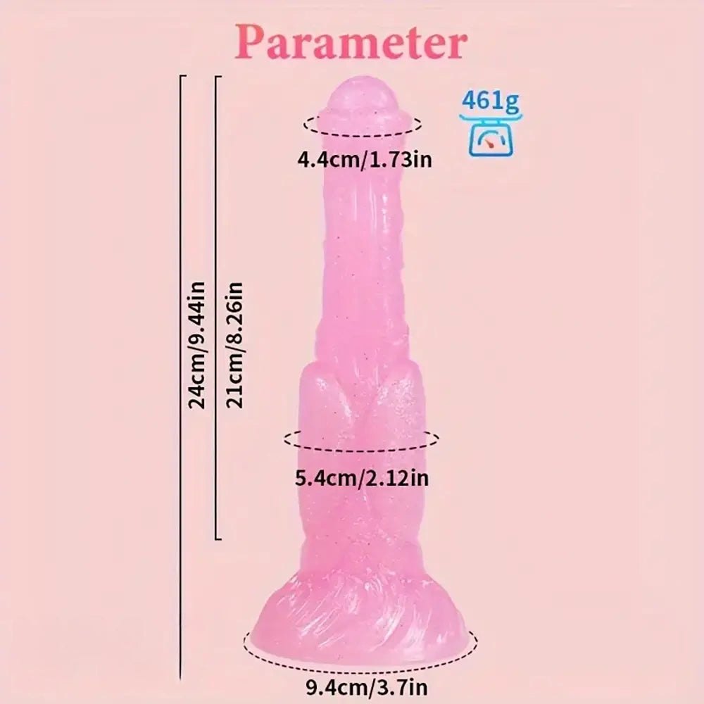 Pink PVC animal-style dildo with knotted base, photo 10