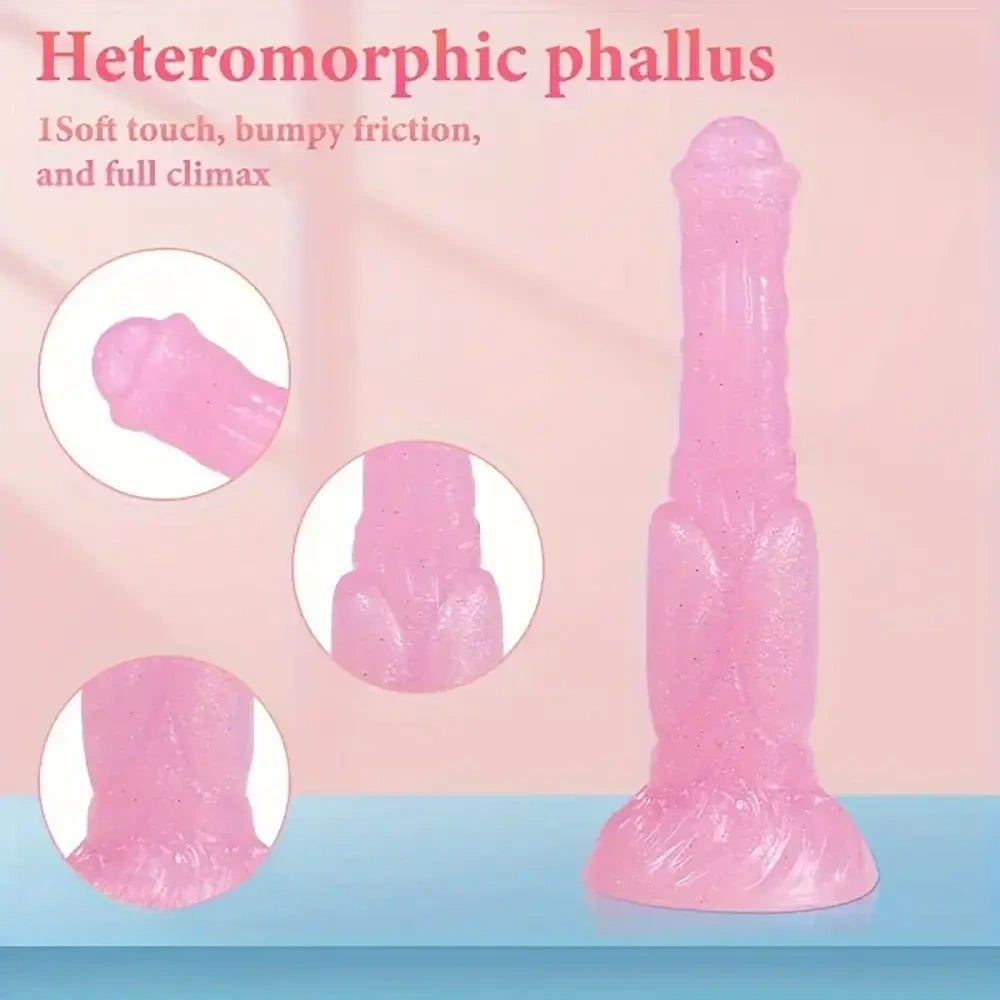 Pink PVC animal-style dildo with knotted base, photo 5