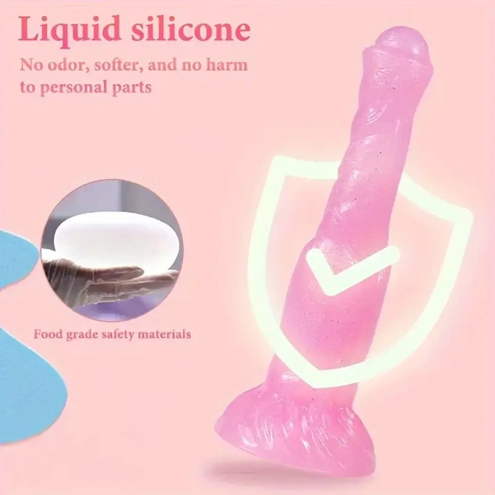 Pink PVC animal-style dildo with knotted base, photo 7