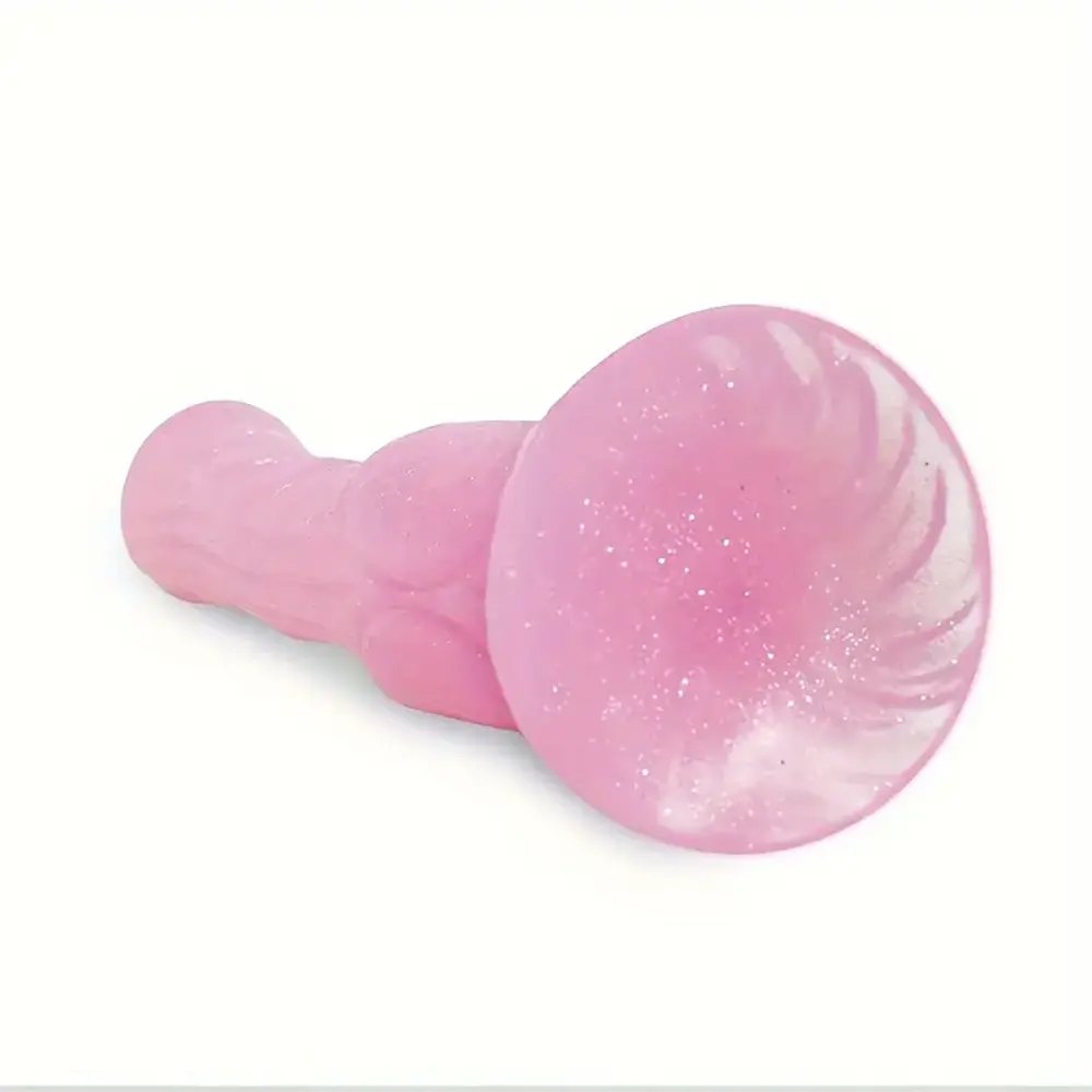 Pink PVC animal-style dildo with knotted base, photo 8