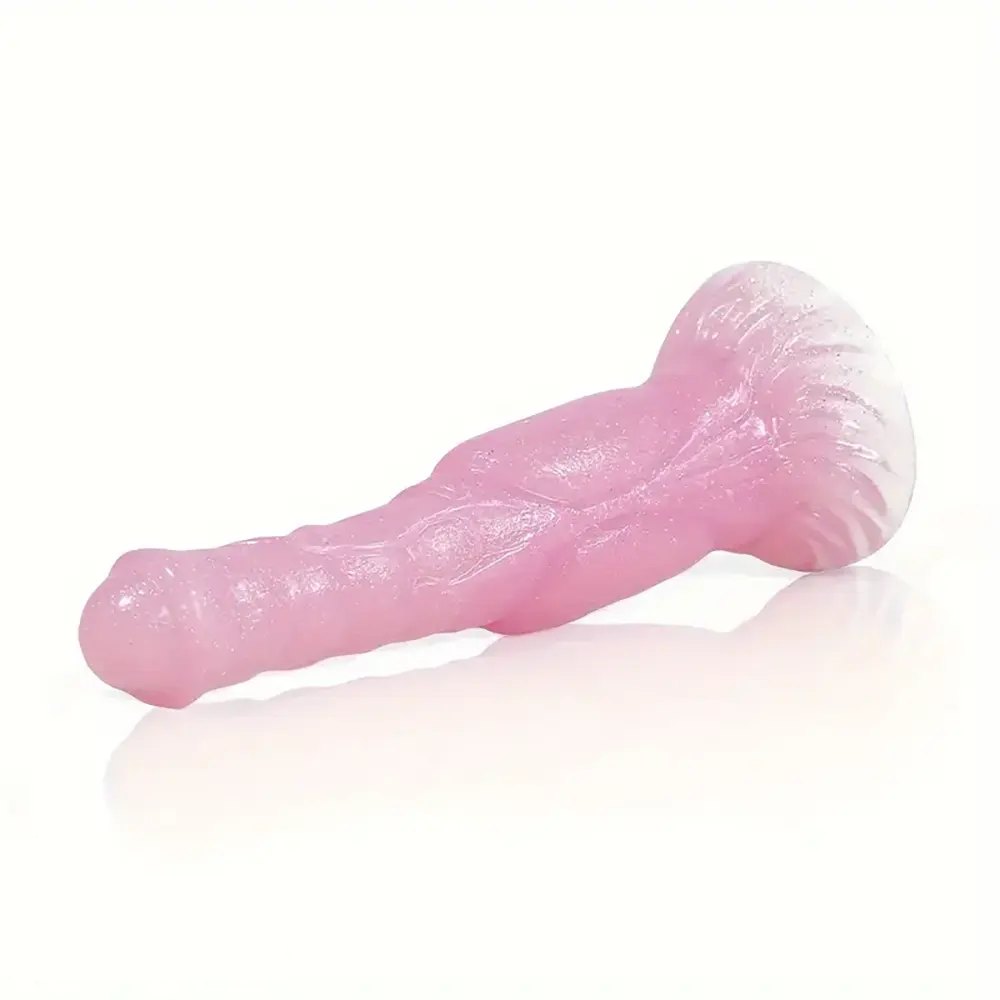 Pink PVC animal-style dildo with knotted base, photo 9