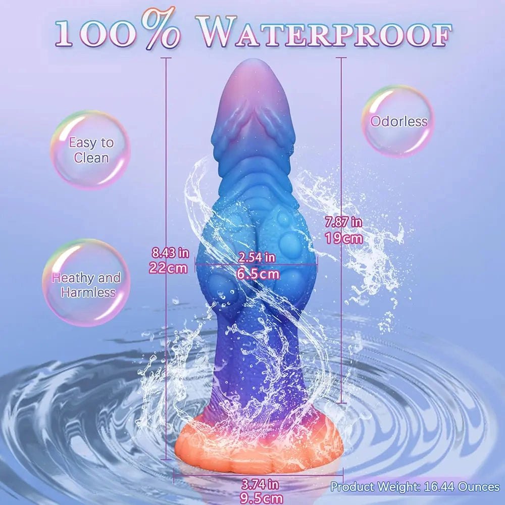 #2 silicone knotted fantasy dildo with color-shift finish