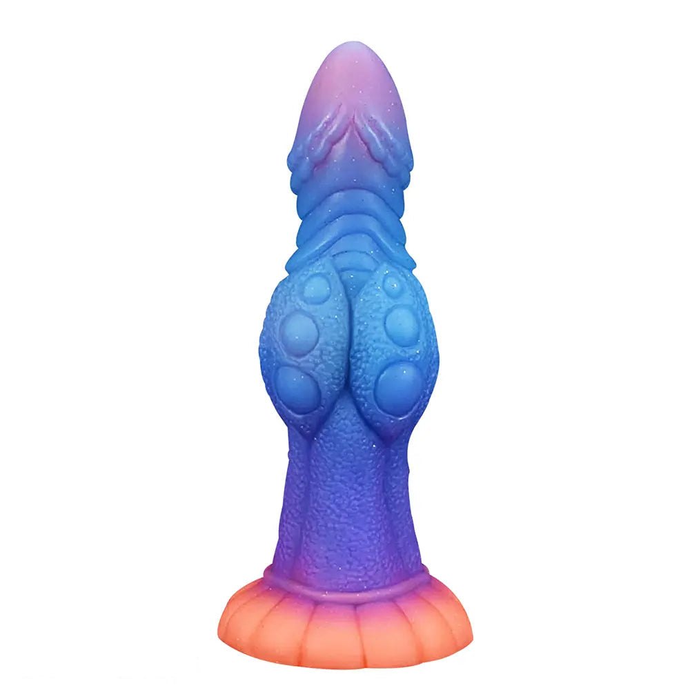 Silicone knotted fantasy dildo with color-shift finish, photo 1