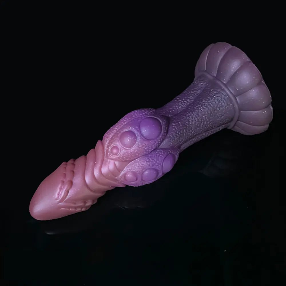 Silicone knotted fantasy dildo with color-shift finish, photo 10