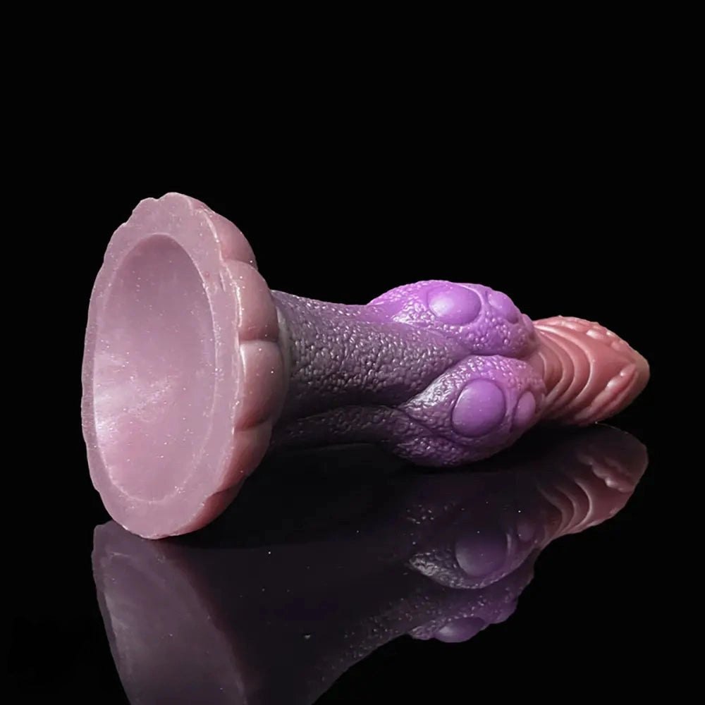 Silicone knotted fantasy dildo with color-shift finish, photo 11