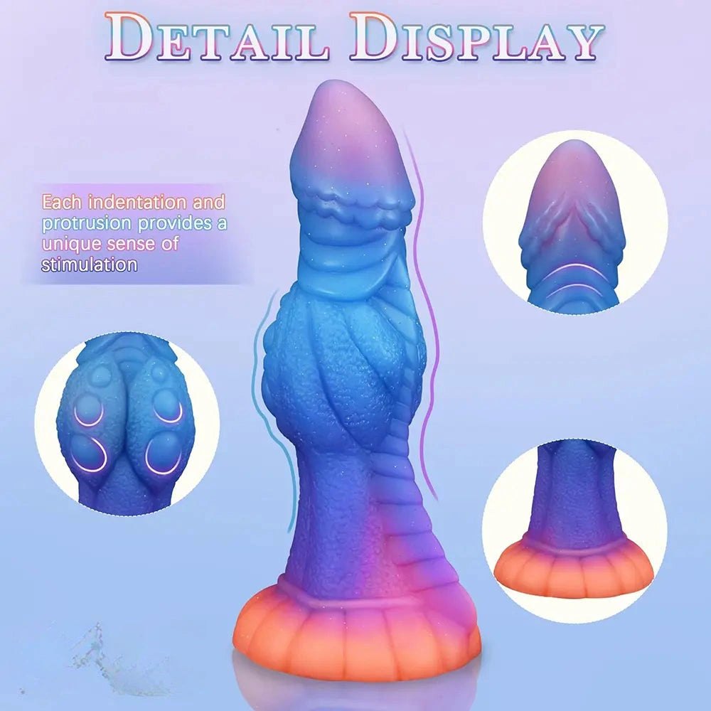 Silicone knotted fantasy dildo with color-shift finish, photo 13