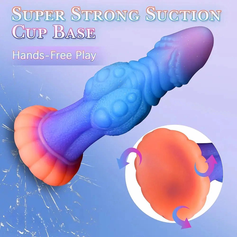 Silicone knotted fantasy dildo with color-shift finish, photo 14