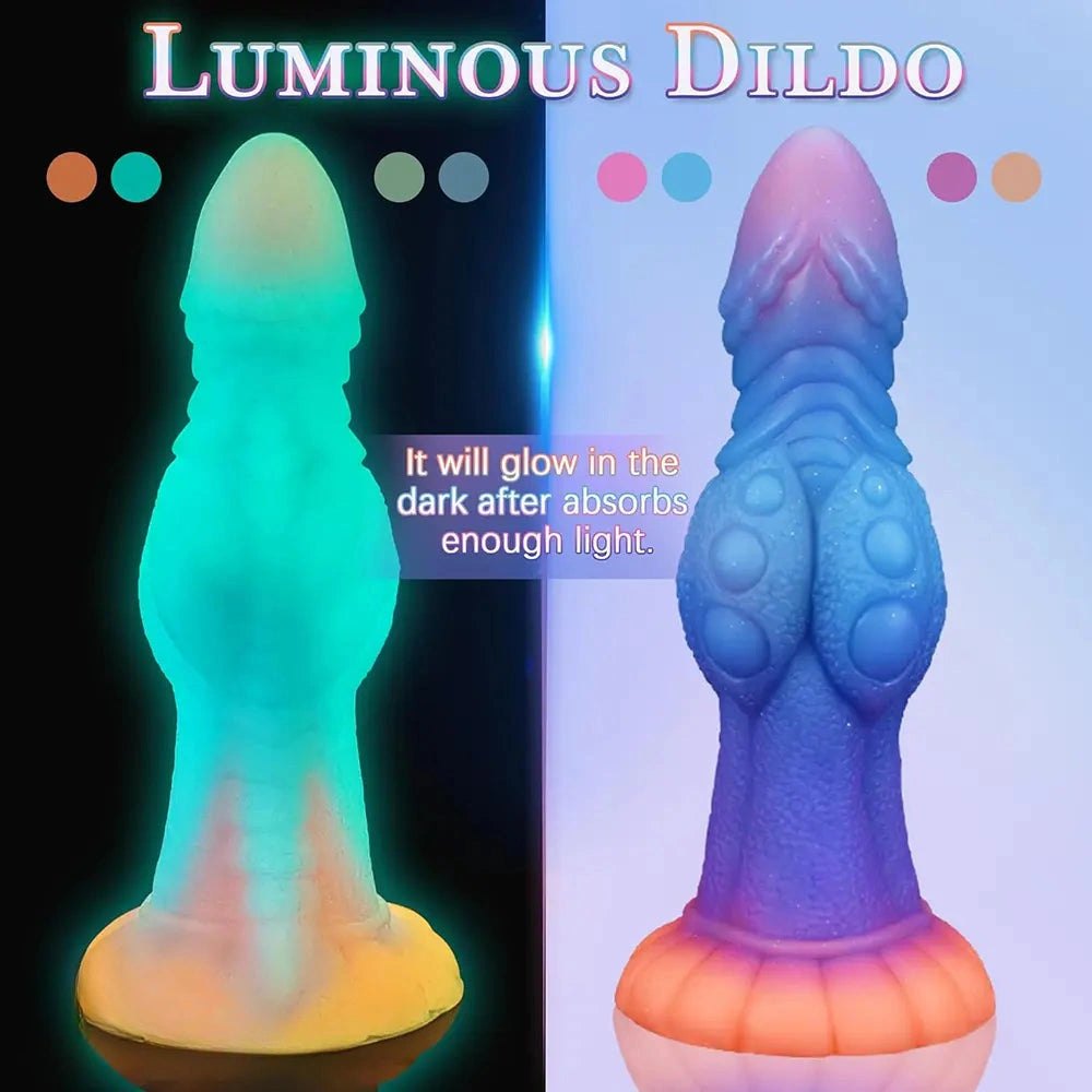 Silicone knotted fantasy dildo with color-shift finish, photo 15