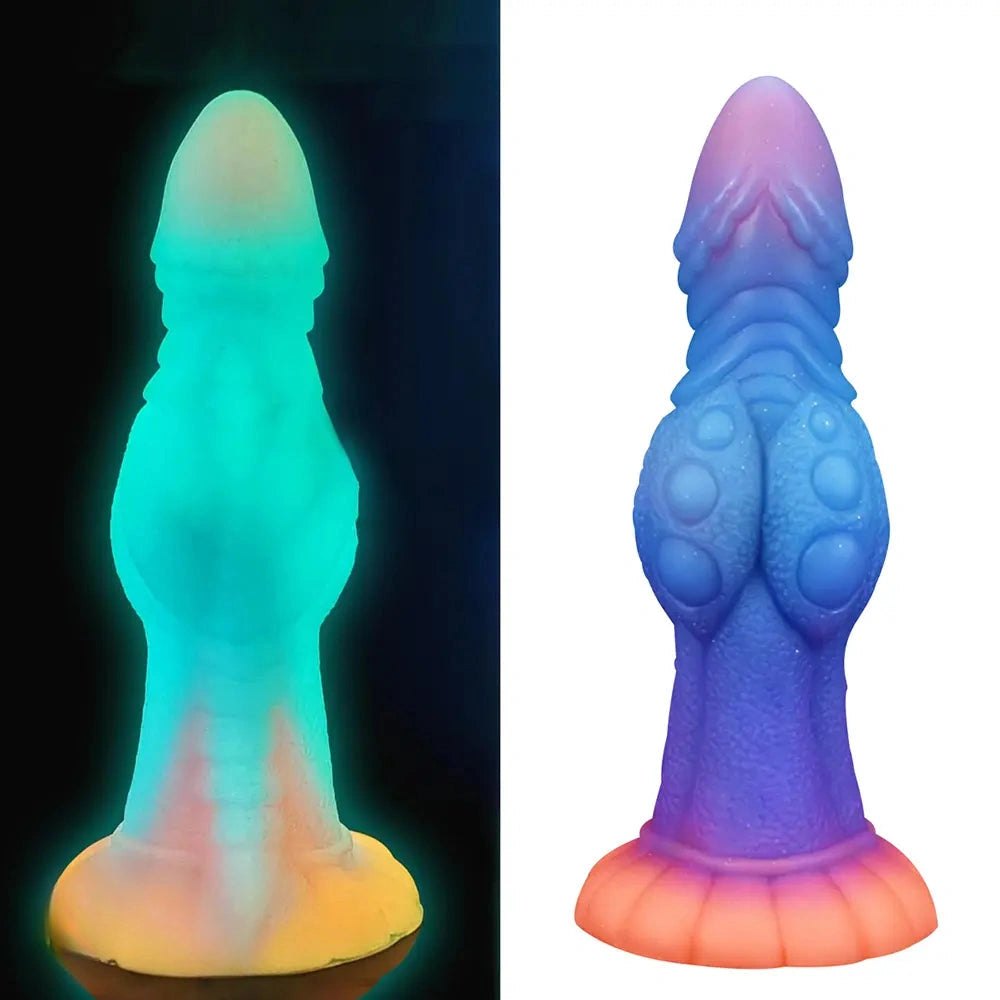 Silicone knotted fantasy dildo with color-shift finish, photo 5
