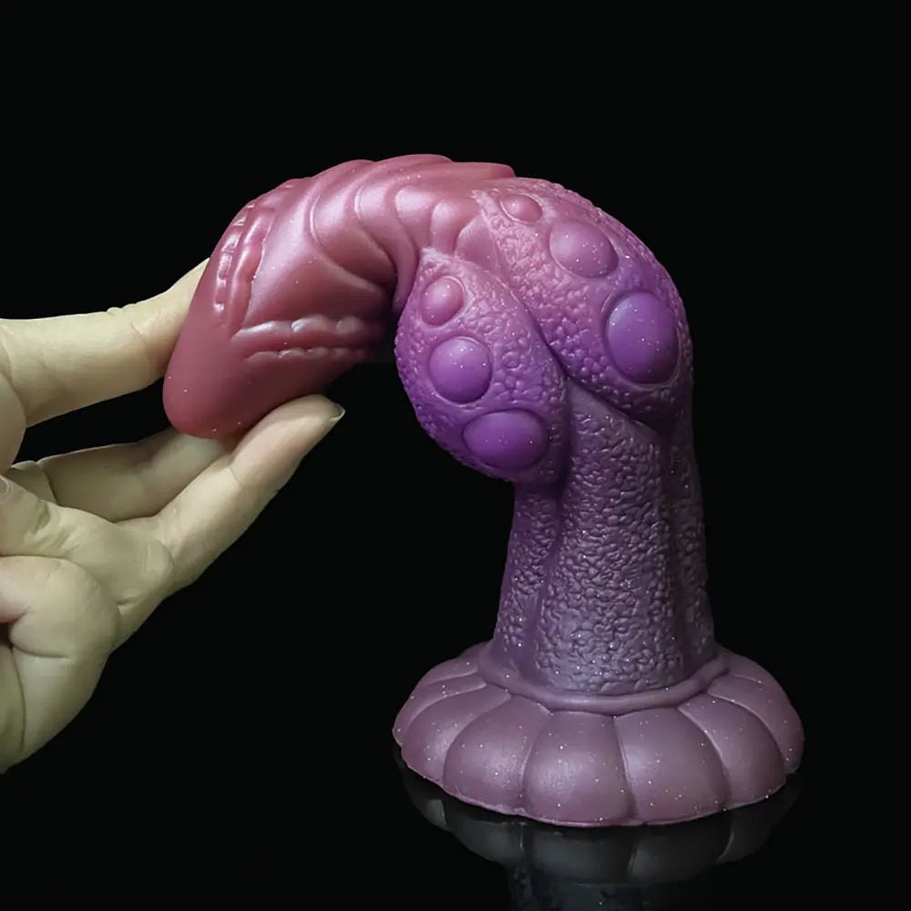 Silicone knotted fantasy dildo with color-shift finish, photo 7
