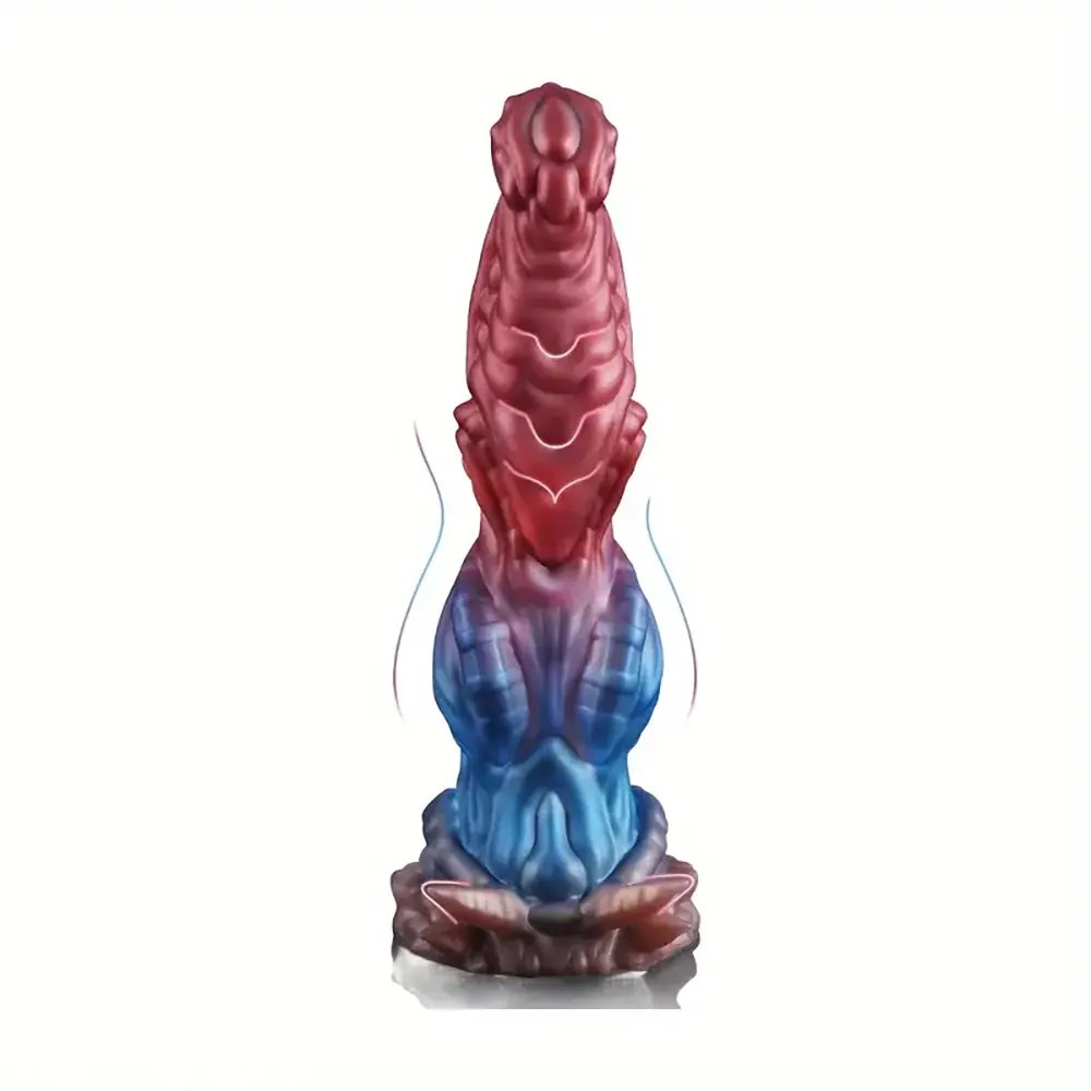 Red and blue segmented knotted animal dildo, photo 1