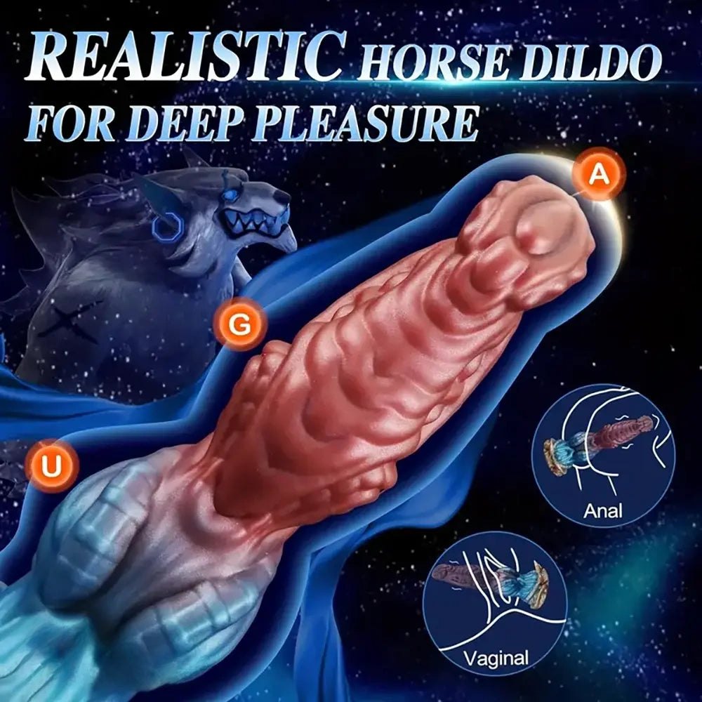 Red and blue segmented knotted animal dildo, photo 2