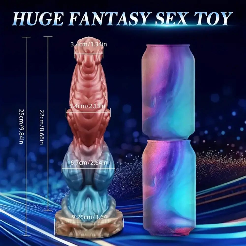 Red and blue segmented knotted animal dildo, photo 5