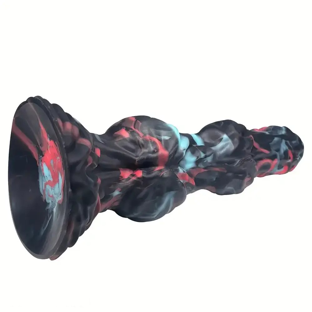 Mottled black and teal knotted animal dildo, photo 3