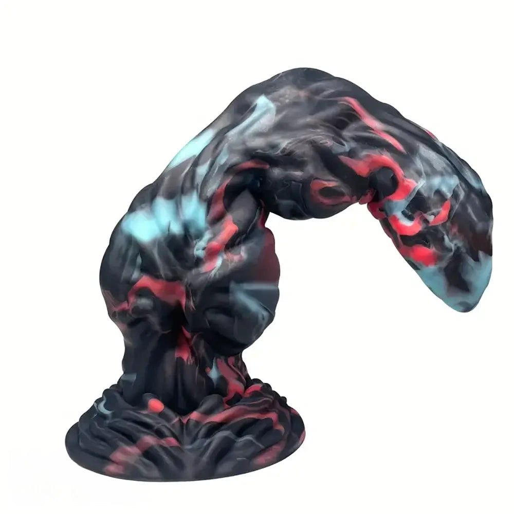 Mottled black and teal knotted animal dildo, photo 5