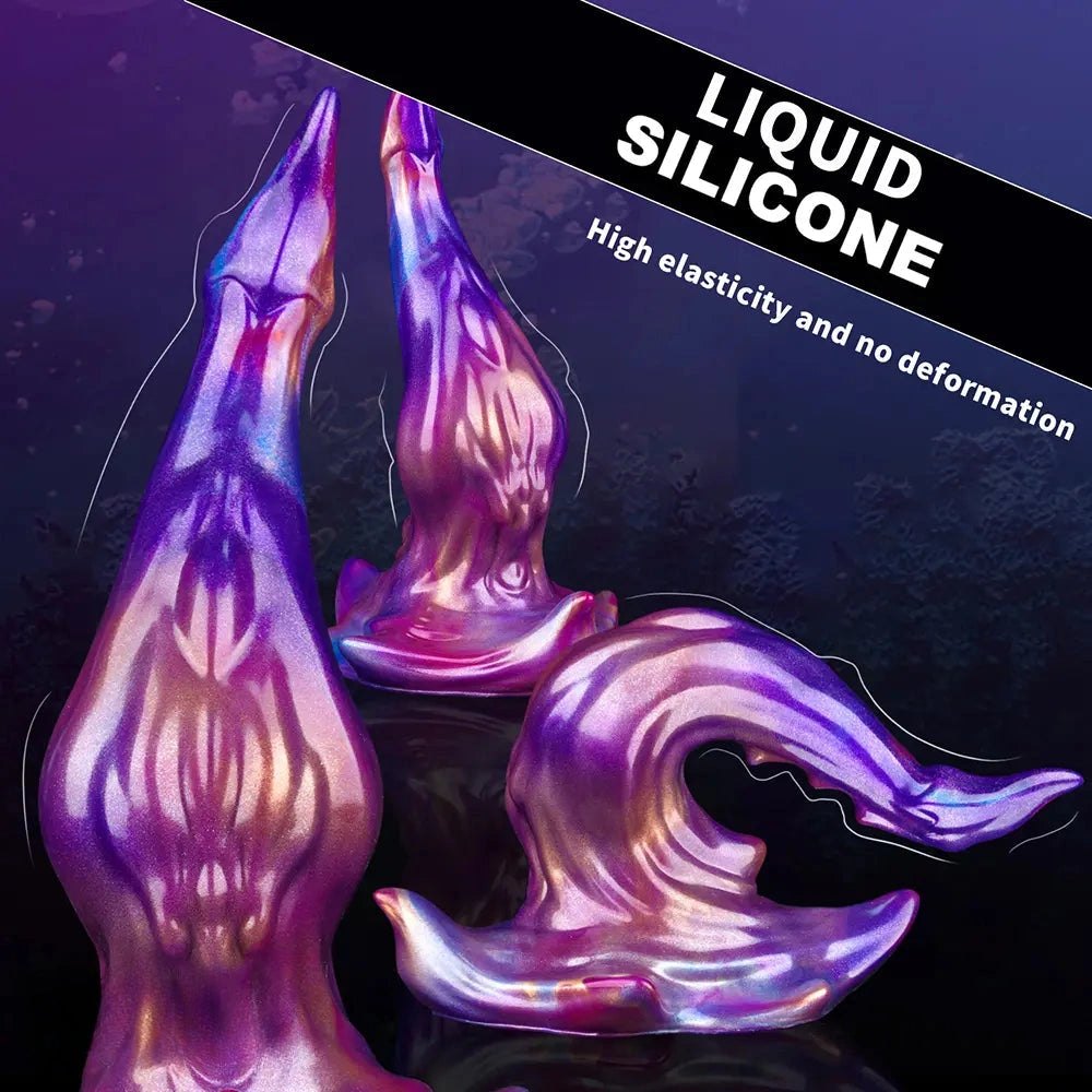 Mixed-color knotted animal-style silicone dildo, photo 10