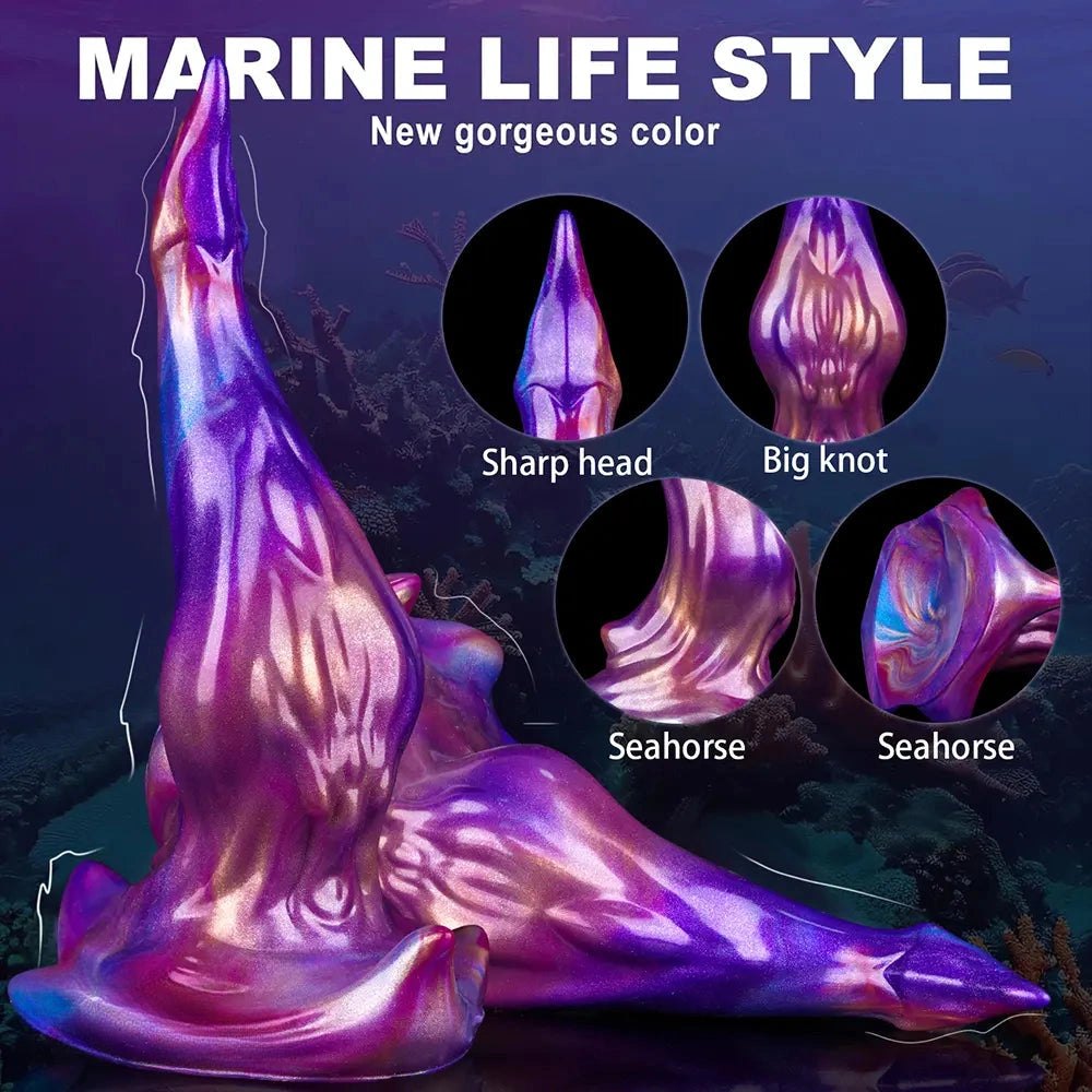 Mixed-color knotted animal-style silicone dildo, photo 6