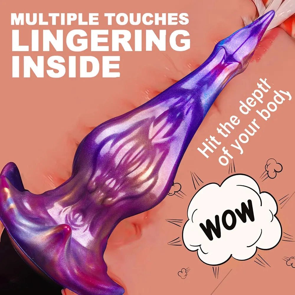 Mixed-color knotted animal-style silicone dildo, photo 8