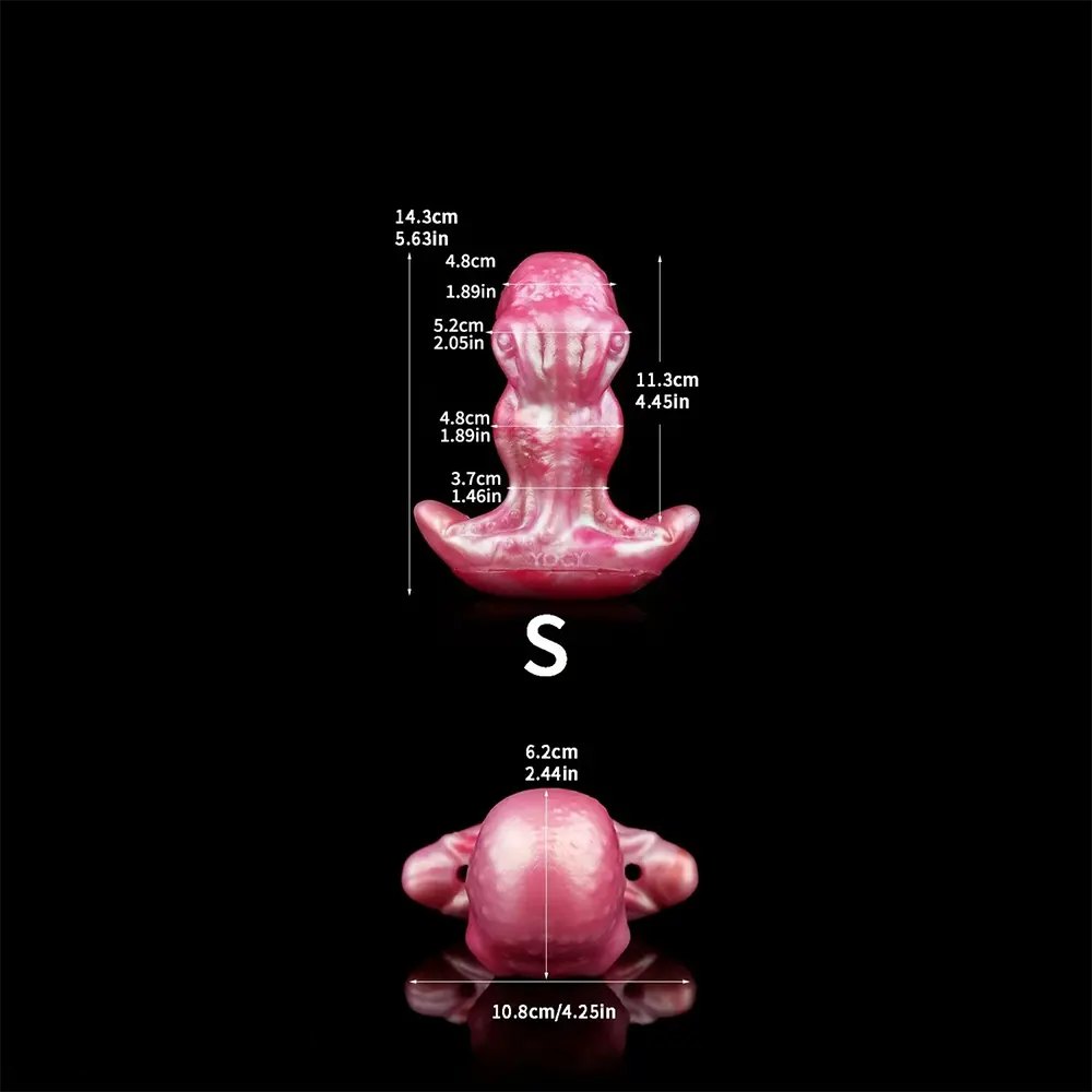 Purple and pink knotted silicone dildo, photo 10