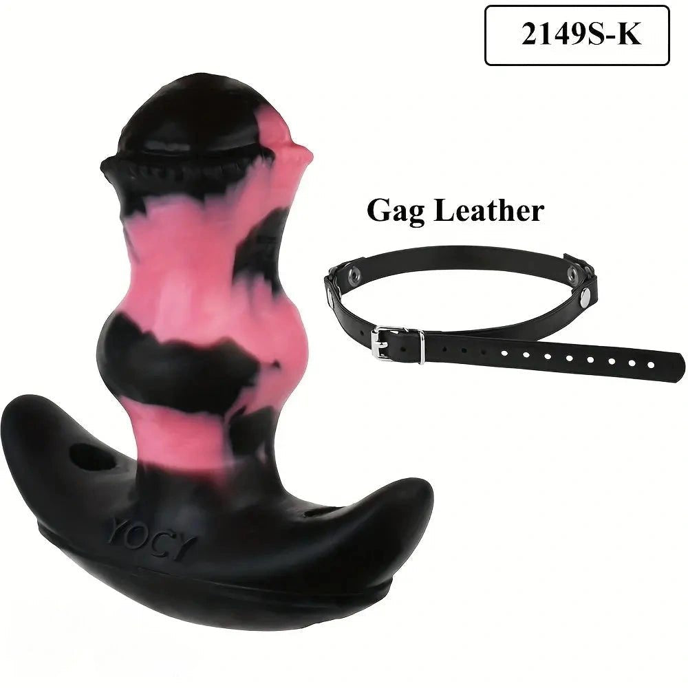 Purple and pink knotted silicone dildo, photo 12