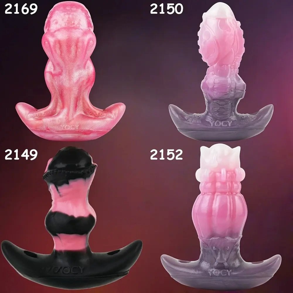 Purple and pink knotted silicone dildo, photo 2